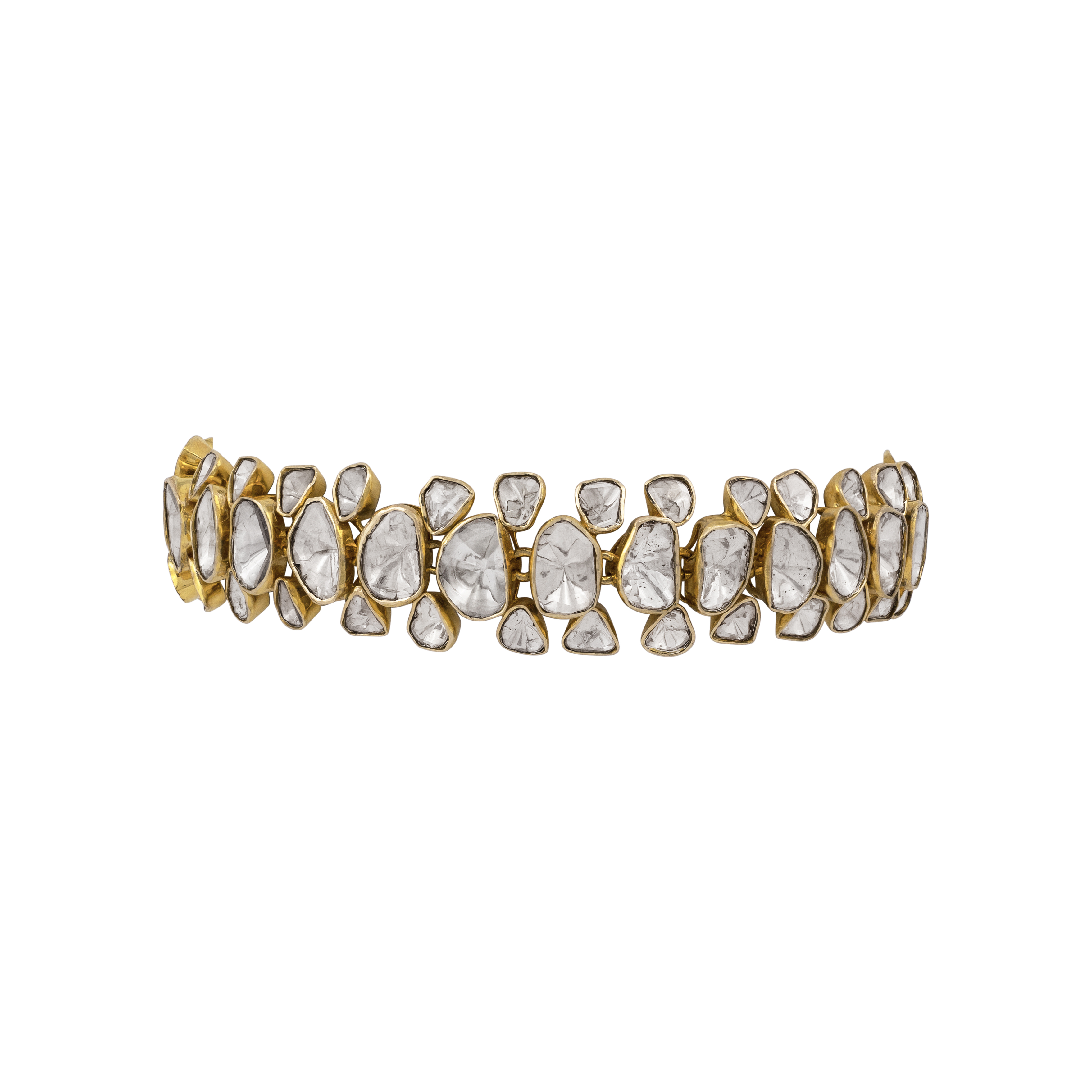 Flexible Linear Polki Bracelet in Open Setting
